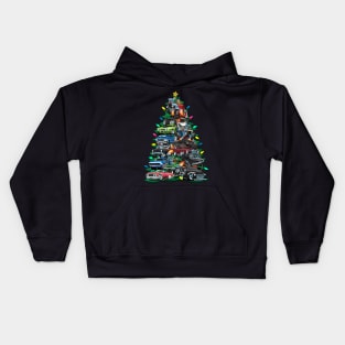 Car Madness Christmas Tree! Classic Muscle Cars and Hot Rods Kids Hoodie